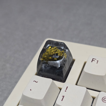 Mythical Golden Dragon Premium 1u Handmade Artisan Keycap