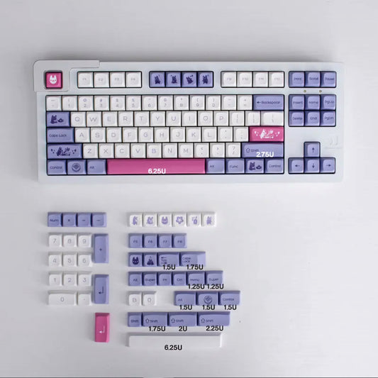 Purple White Thick PBT XDA Keycaps