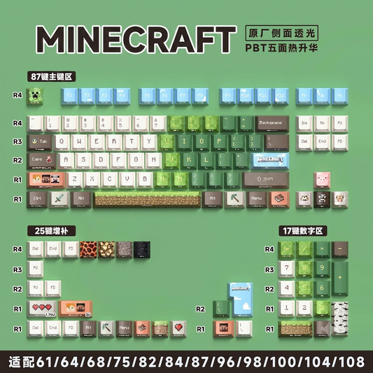 Minecraft Quality Side Backlit Cherry PBT Keycaps