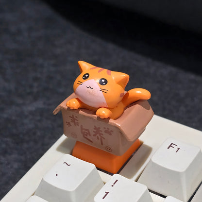 Cat in Basket Resin Artisan Keycap