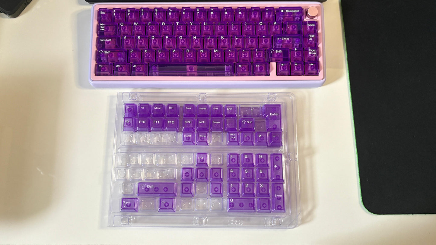 Purple Transparent PC UV Printed Cherry Keycaps