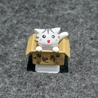 Happy Cat In Basket Resin Artisan Keycap