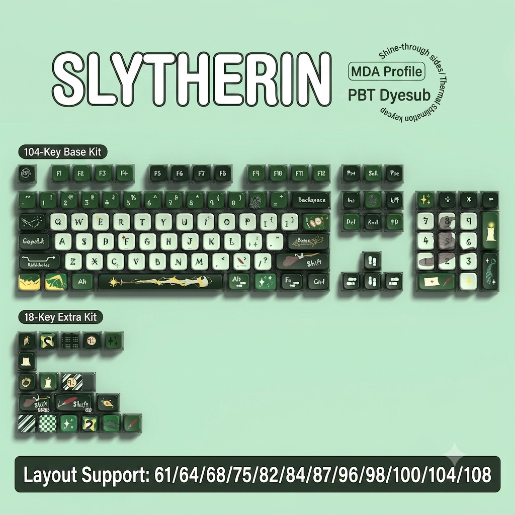 Harry Potter Slytherin MDA Pudding PBT Keycaps