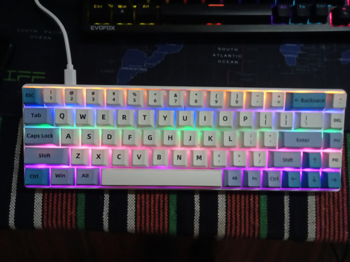 Glazed Cyan Light Gray Cherry PBT Keycaps