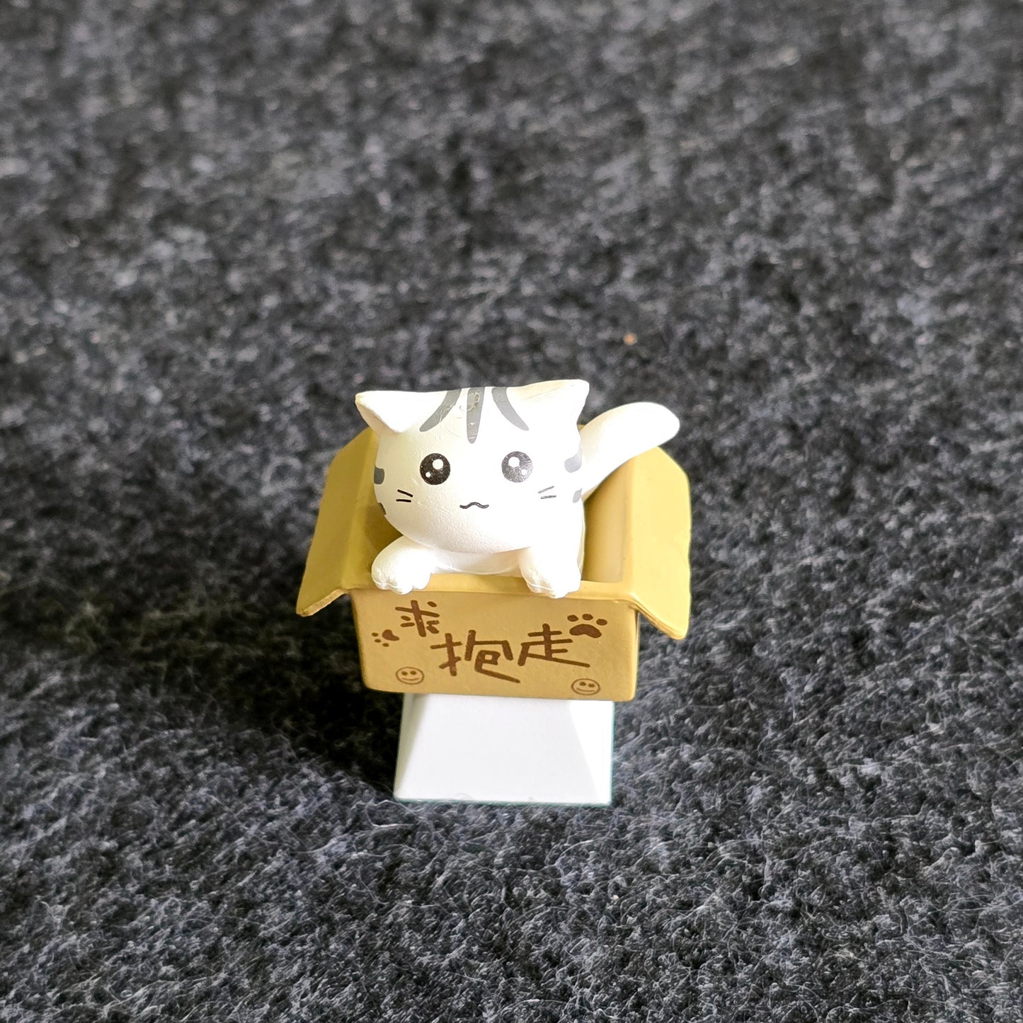 White Cat In Box Artisan Keycap