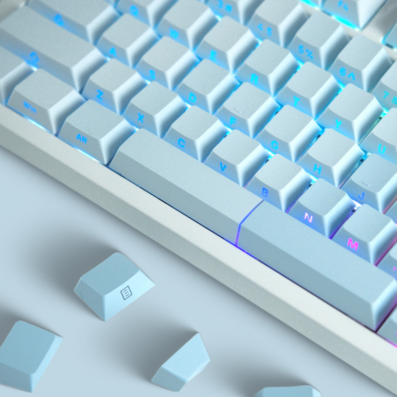 Baby Blue Diagonal Gradient Side Backlit Cherry Doubleshot Keycaps