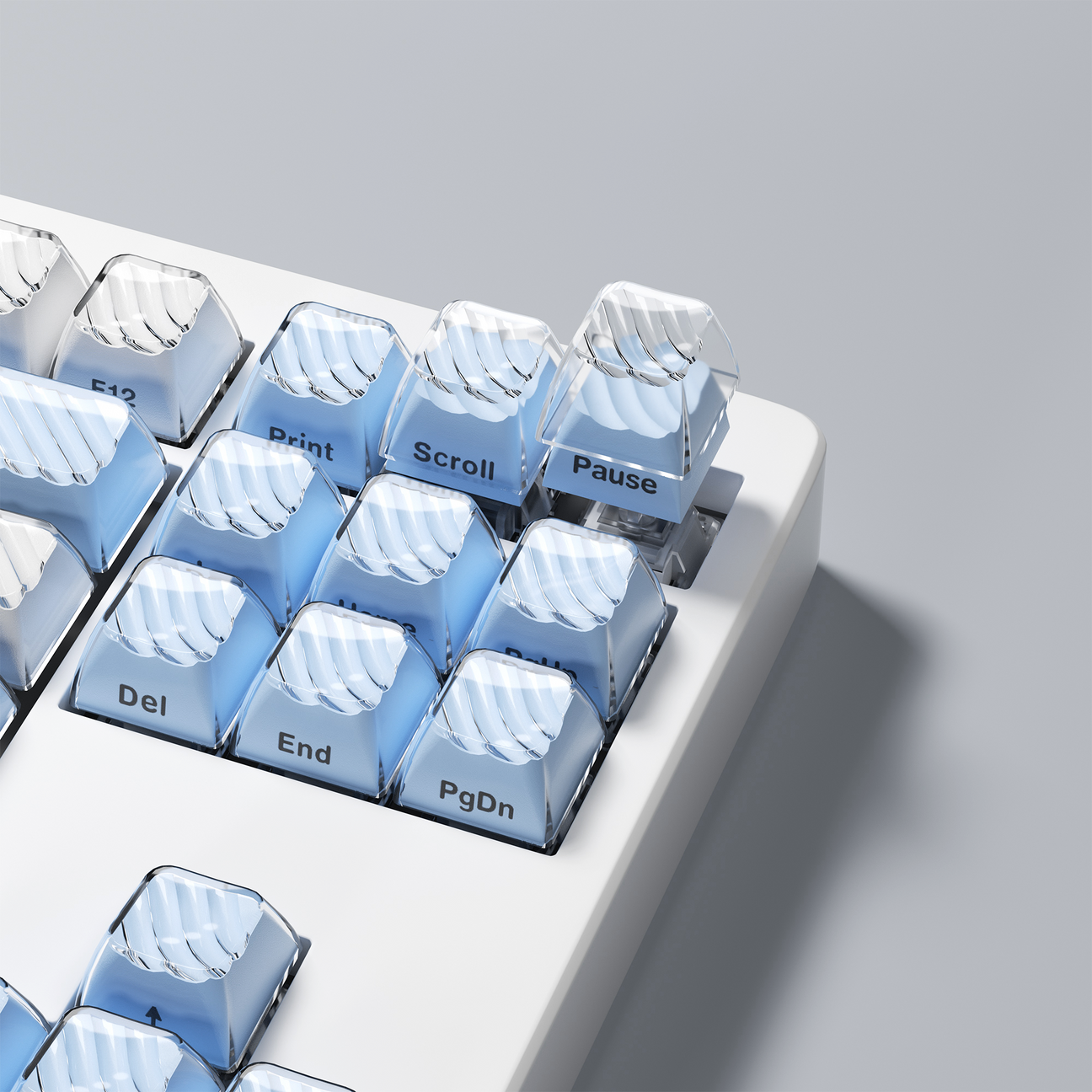 Crystal Jelly Magic Wave Ceramic Keycaps Blue Side Print Ice Cube Magic Wave Series