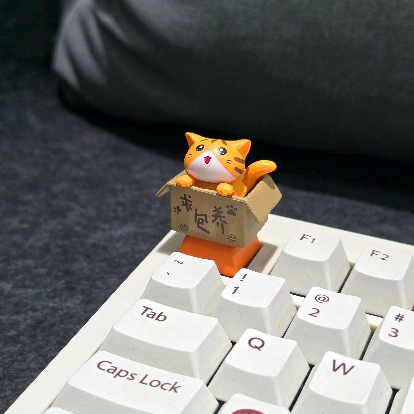 Happy Cat In Basket Resin Artisan Keycap