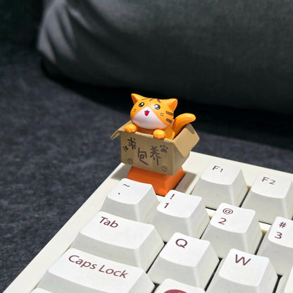 Happy Cat In Basket Resin Artisan Keycap