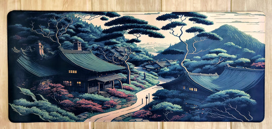 Peaceful Japanese Village Super Smooth XXL Deskmat