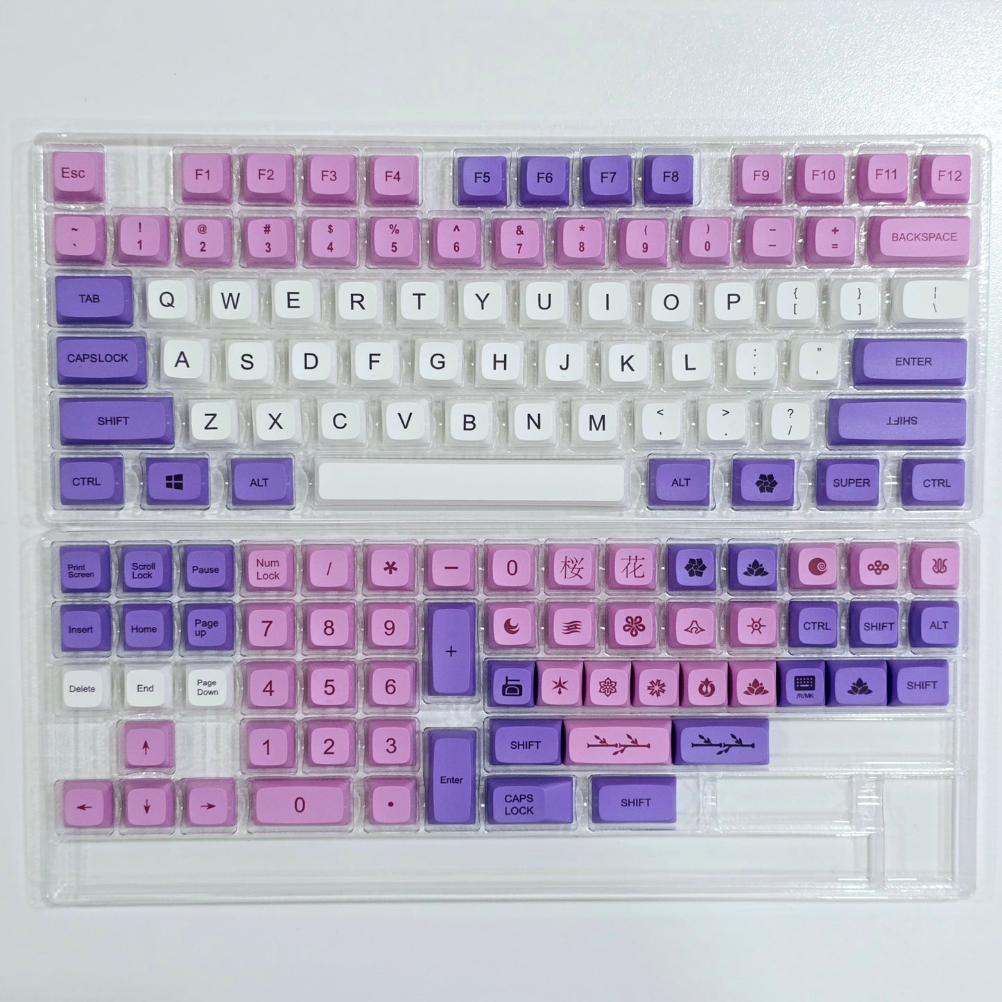 Purple Sakura XDA PBT Keycaps