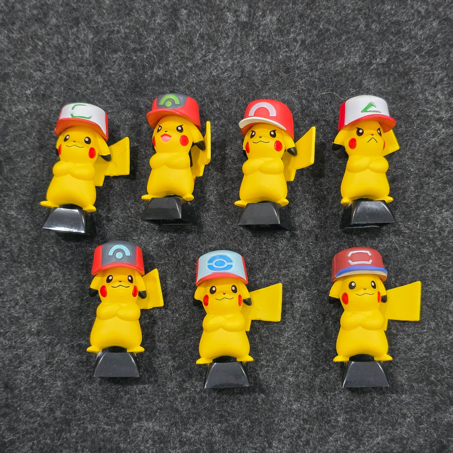 Pikachu With Hat With Glossy Black Base Pokemon 3D Artisan Keycaps 1u