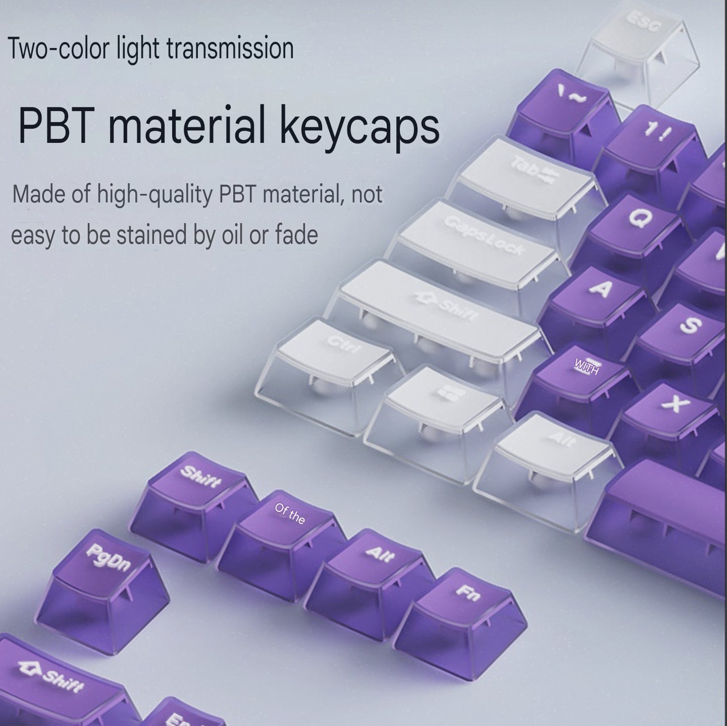 Amethyst 4 Side Frosted  Doubleshot Transparent OEM Profile Keycaps