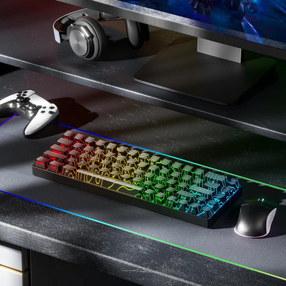 PREMIUM Black Topographic Shinethrough OEM Profile IMD Tech Keycap Set
