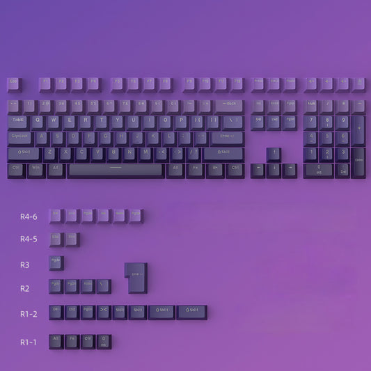 Top Backlit Violet Gradient OEM Doubleshot PBT Keycaps Box Packaging