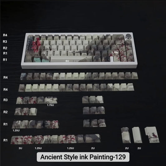 Ancient Style Ink Painting Side Backlit Doubleshot Keycaps