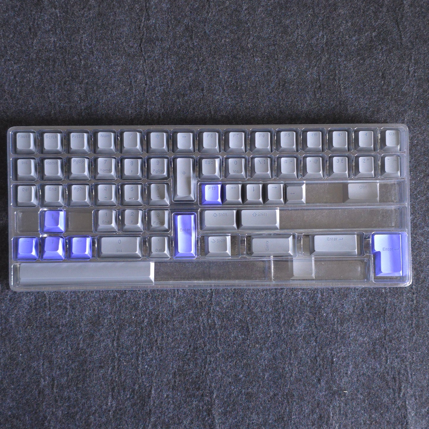 Backlit Grey Blue Thick Doubleshot OEM Keycaps 152 Keys