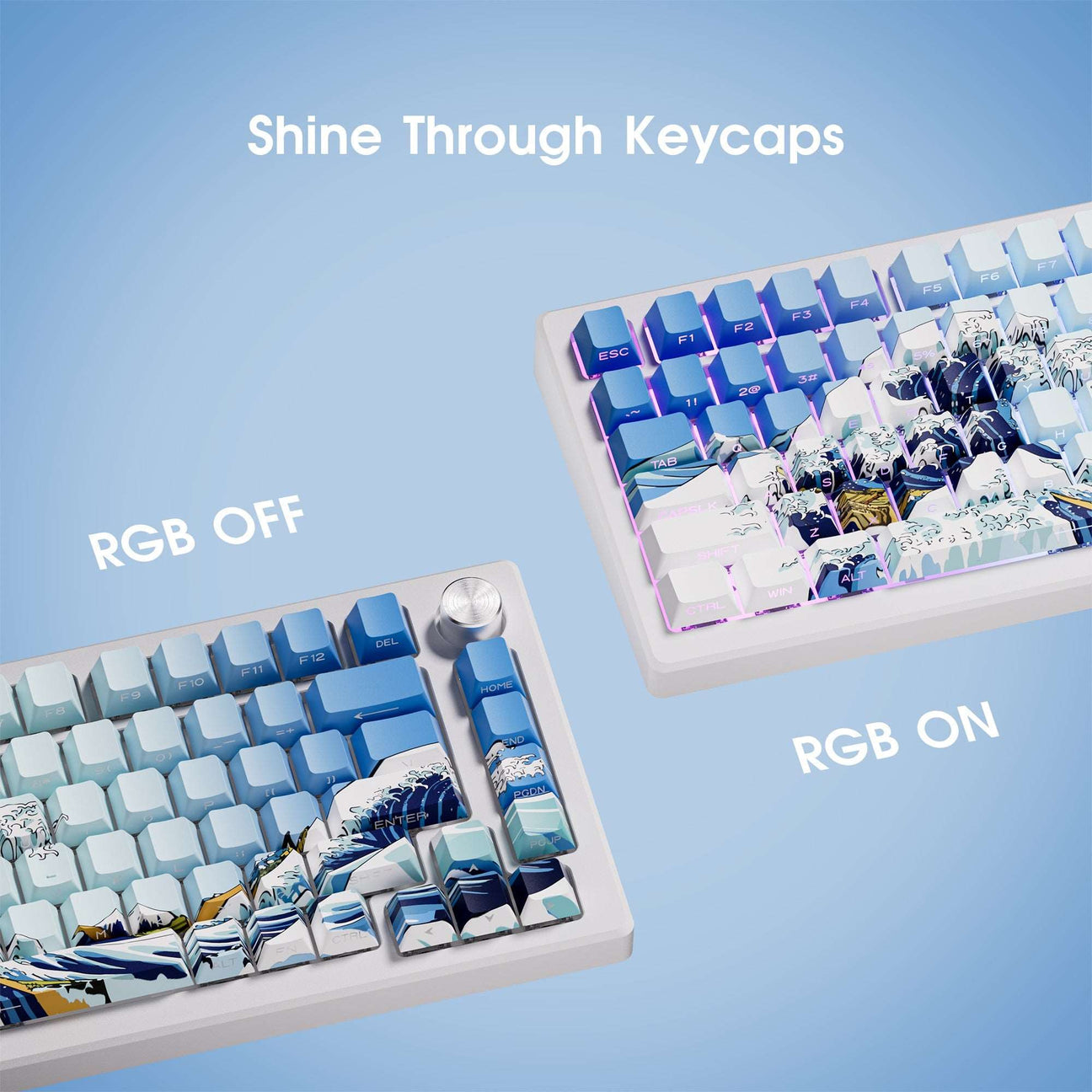 Blue Wave of Kanagawa Side Backlit Cherry Doubleshot Keycaps