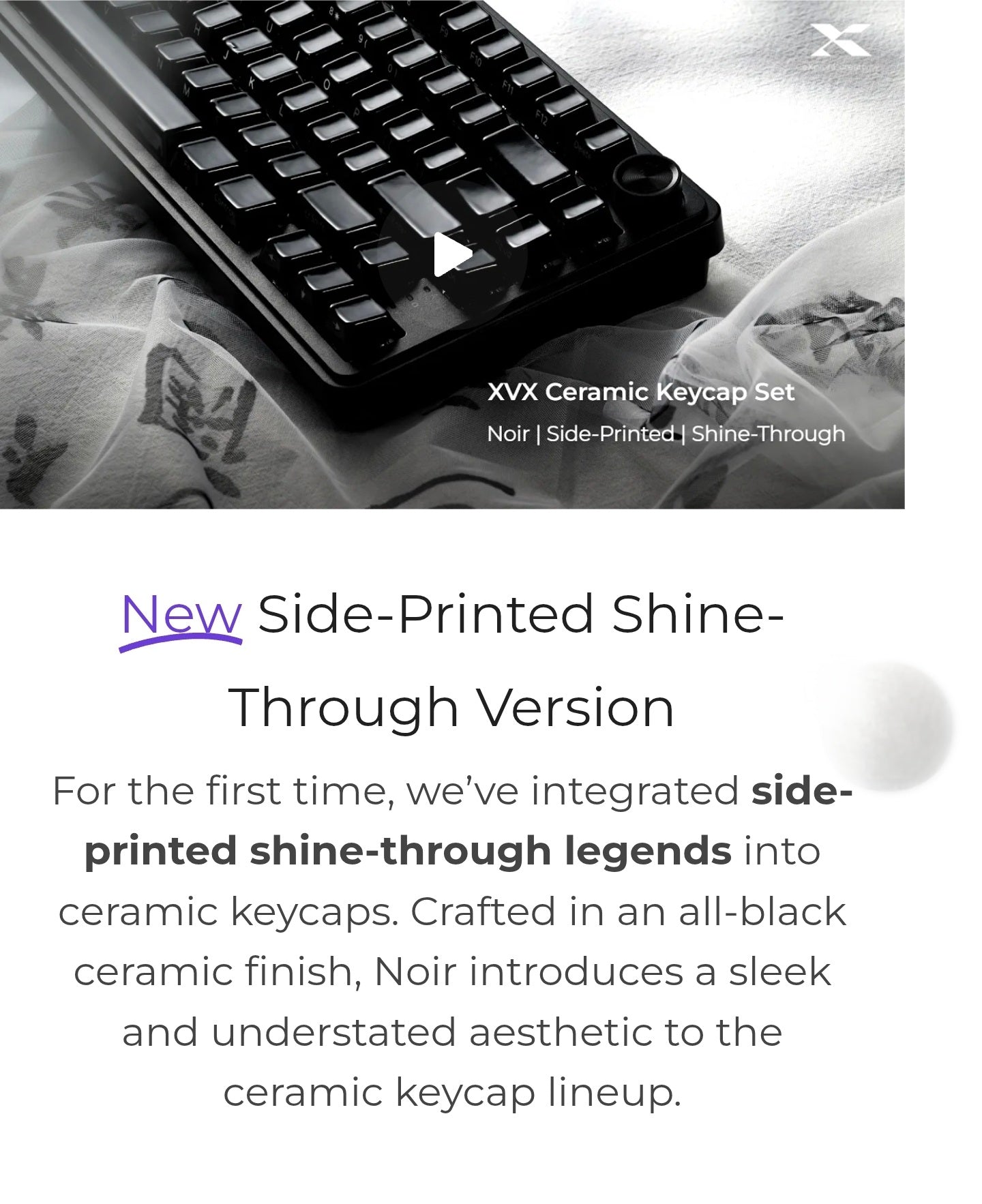 XVX Noir Side Shinethrough Glaze Ceramic Cherry Profile 120-Key Full Keycap Set