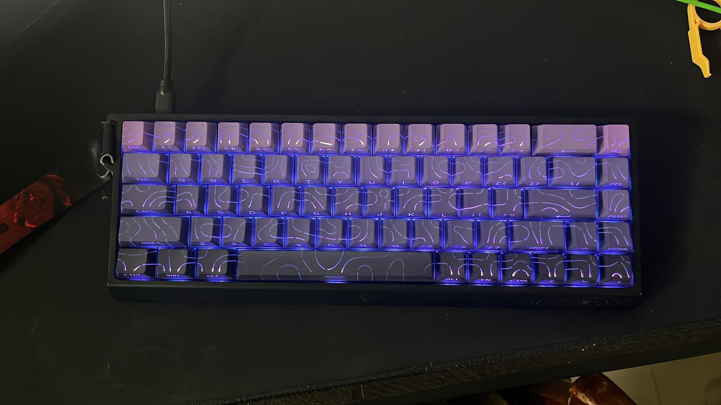 Topography Line Crack Dark Amethyst Cherry Side Backlit Keycaps