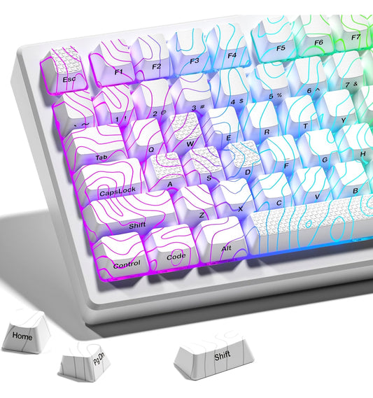 PREMIUM White Topographic Pattern IMD-Tech Shinethrough Keycap