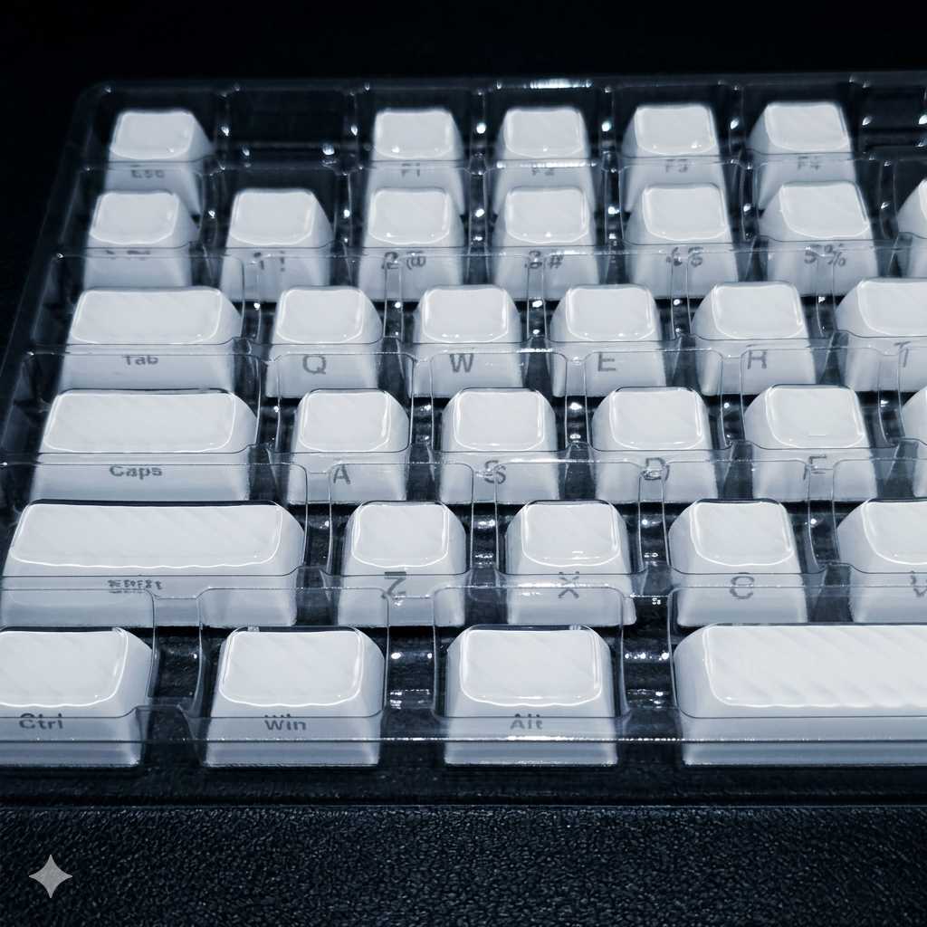 White Demon Wave OEM Side Printed Keycaps