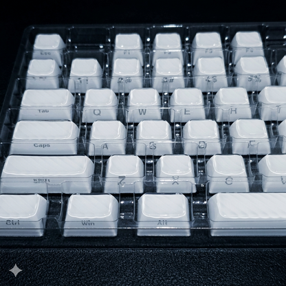 White Demon Wave OEM Side Printed Keycaps