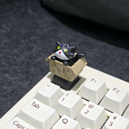 Happy Cat In Basket Resin Artisan Keycap