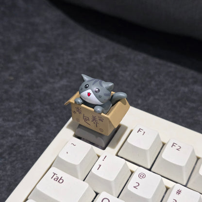 Happy Cat In Basket Resin Artisan Keycap