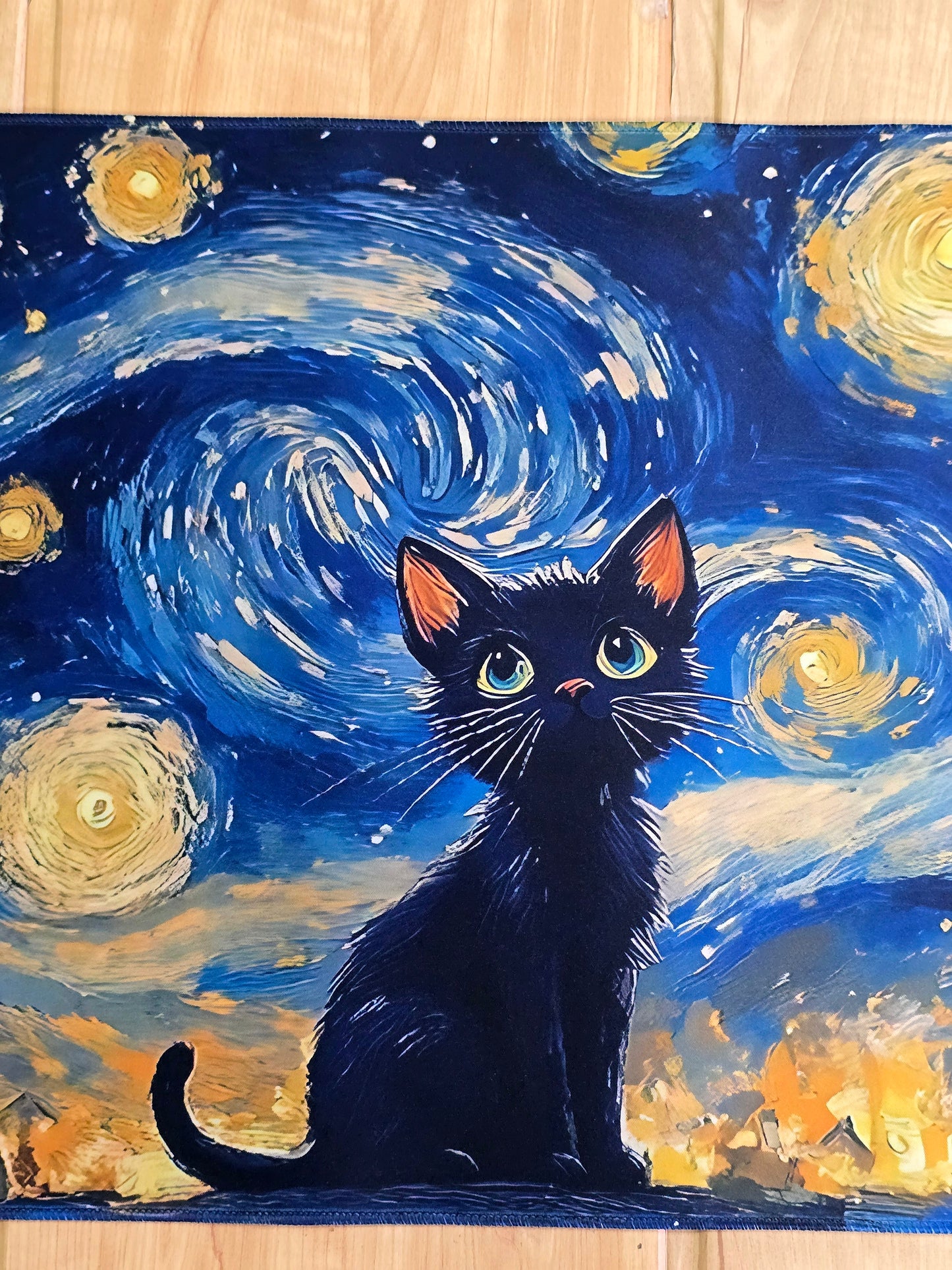 Black Cat Starry Night Smooth XXL Deskmat
