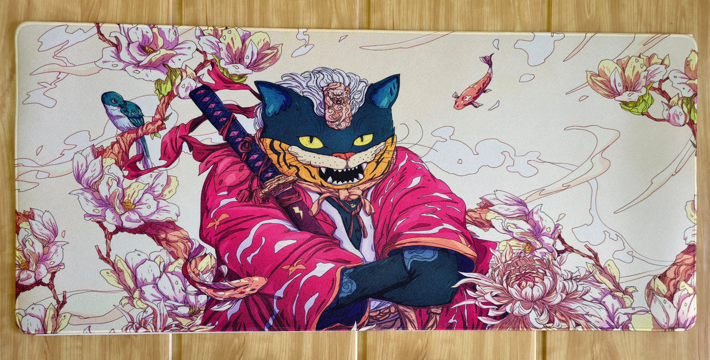 Samurai Cat Warrior Premium Control Surface XXL Deskmat