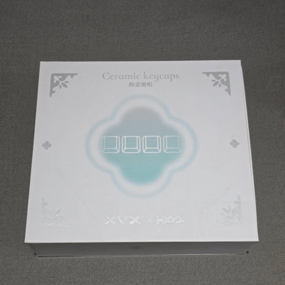 Premium Full Ceramic White Marble Cherry Keycaps With Collector Storage Box