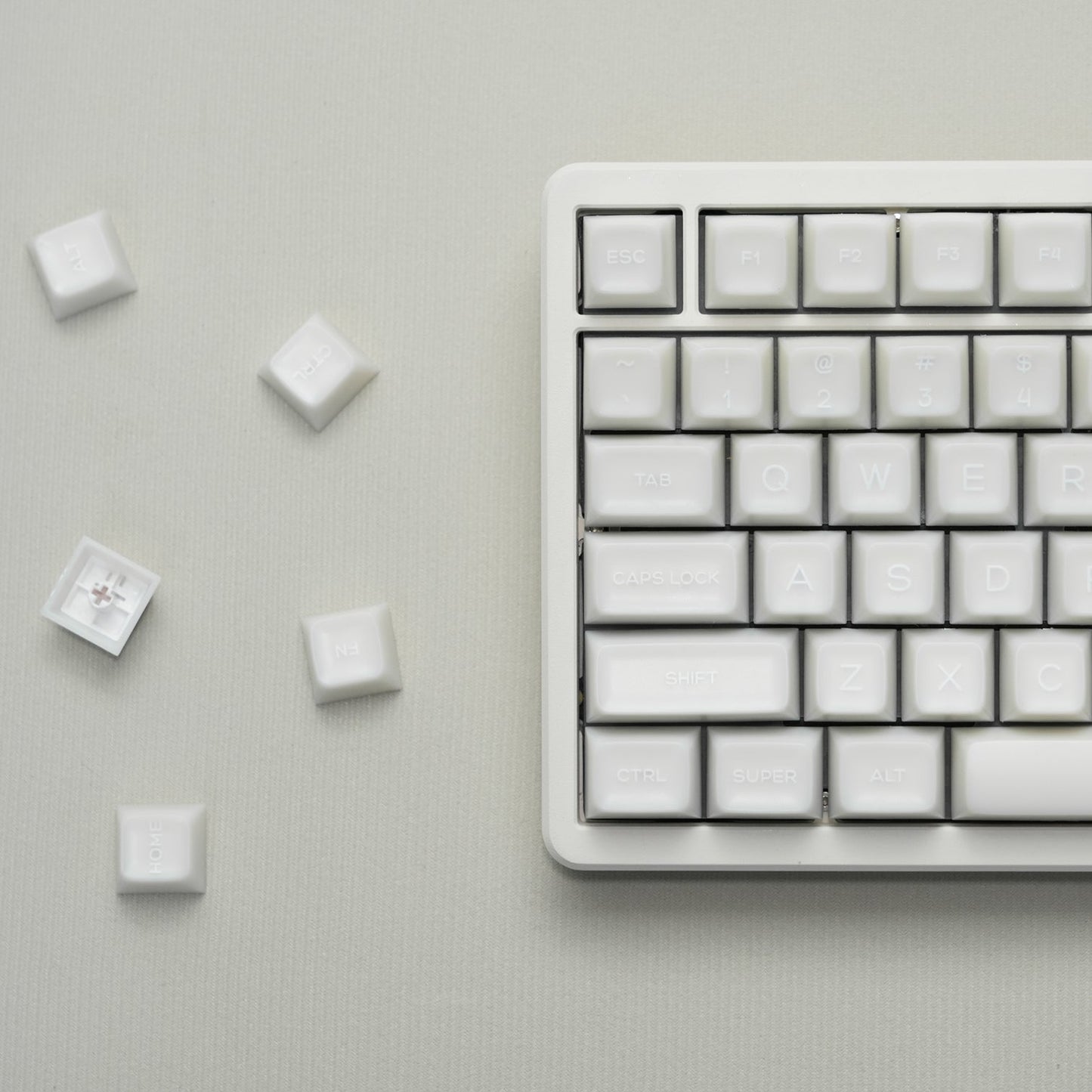 White Jade Translucent SA Profile Doubleshot PBT Keycap