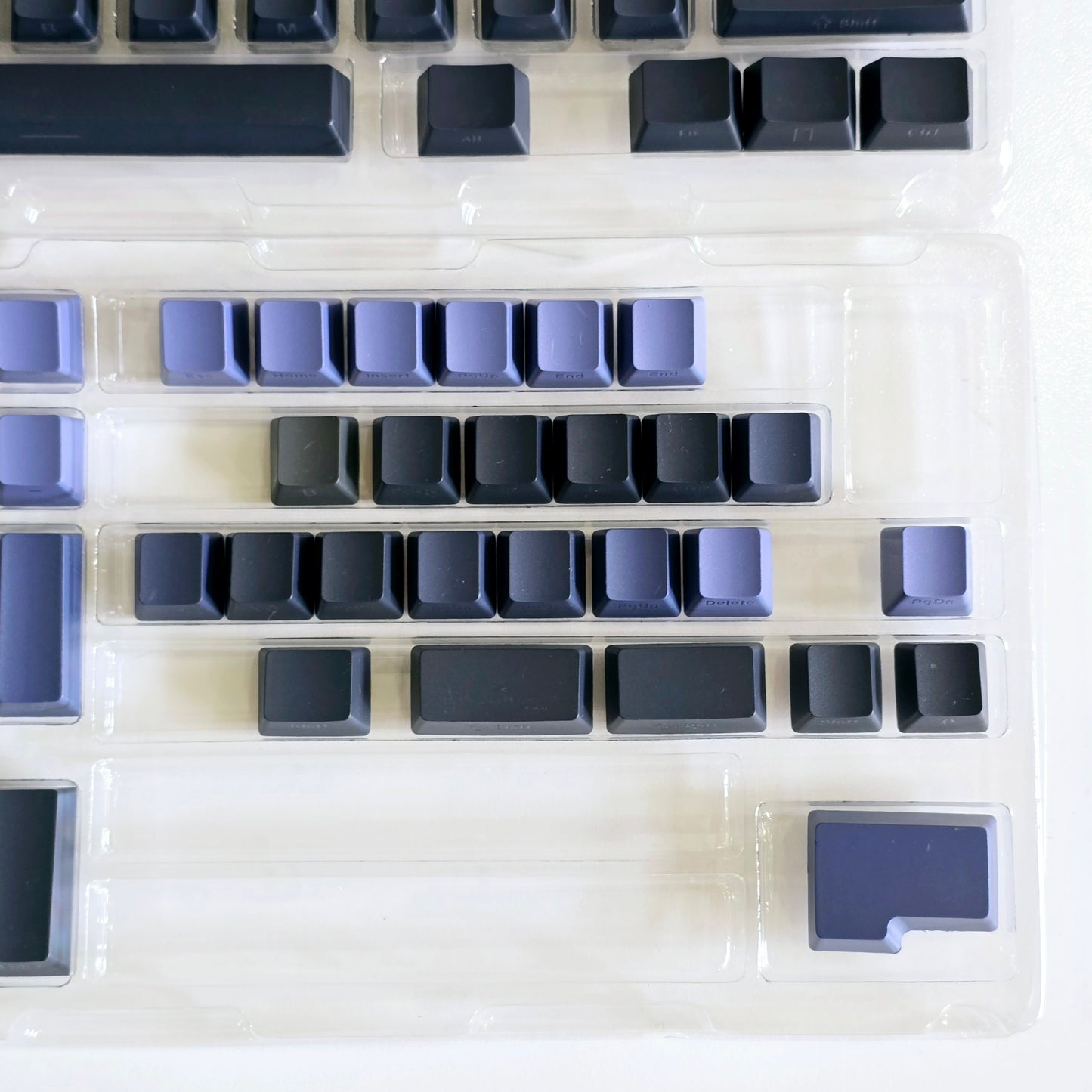 Backlit Black Blue Gradient Side Shinethrough Doubleshot OEM Keycaps