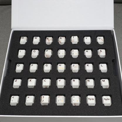 Premium Full Ceramic White Marble Cherry Keycaps With Collector Storage Box