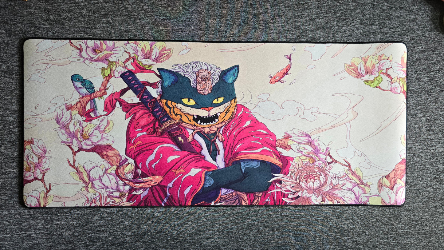 Samurai Cat Warrior Premium Control Surface XXL Deskmat