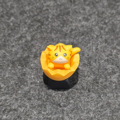 Adorable Cute Egg Shell Cats Artisan Keycap Black Base