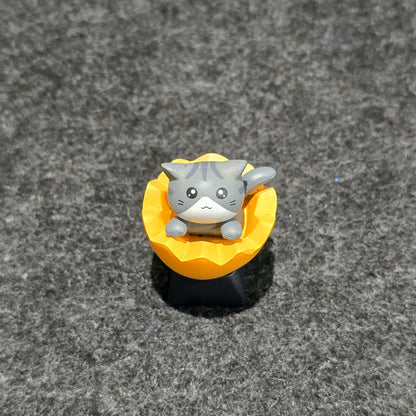 Adorable Cute Egg Shell Cats Artisan Keycap Black Base