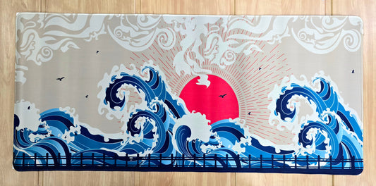 Beautiful Waves Under Red Sun Super Smooth Speed XXL Deskmat