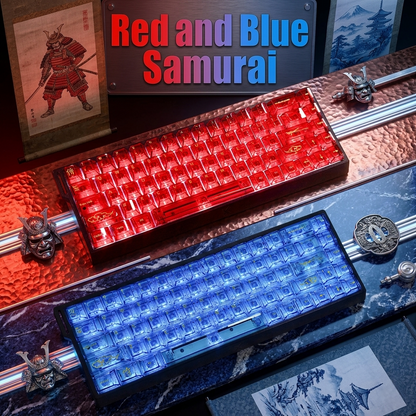 Red & Blue Samurai Transparent Cherry Keycaps