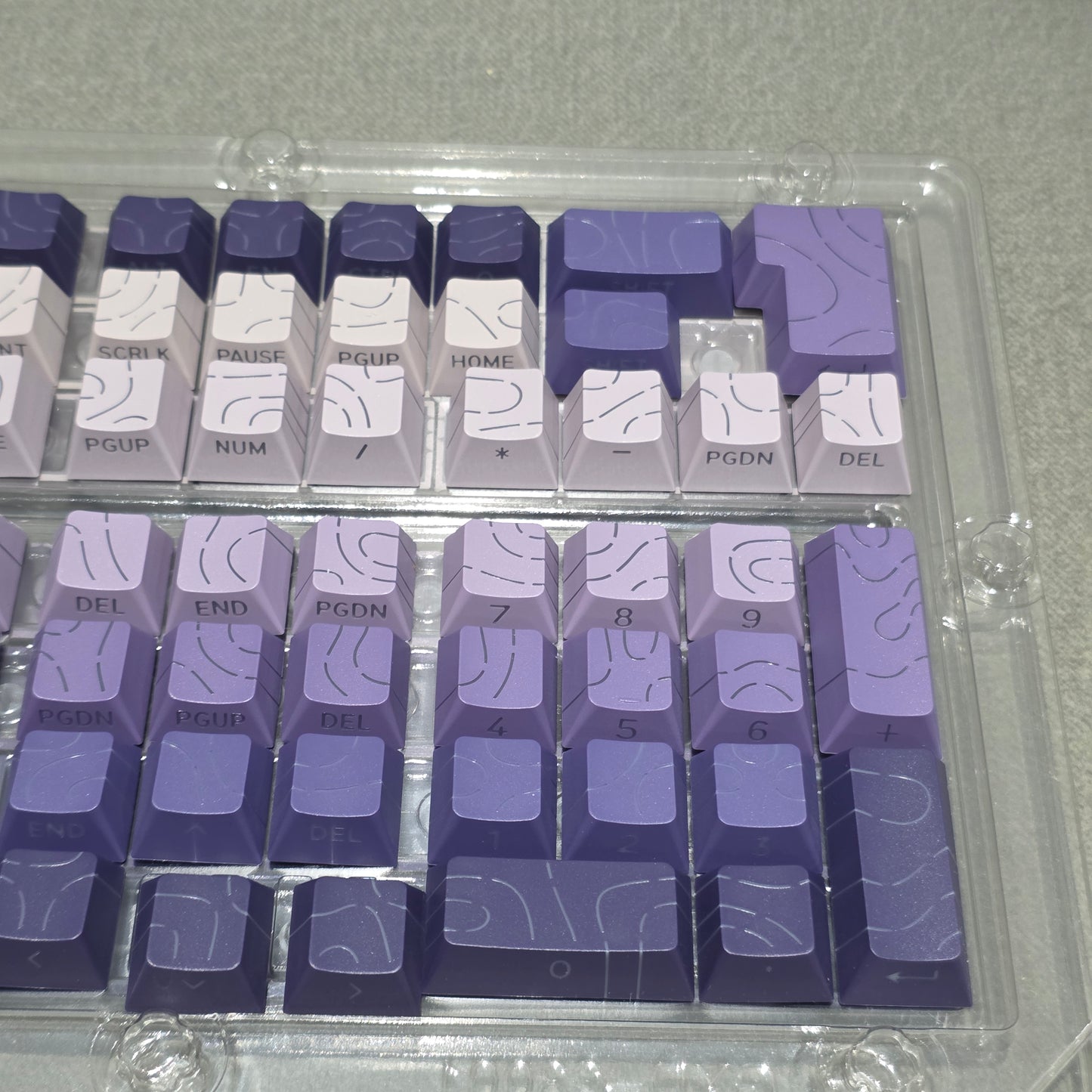 Purple Topographic Gradient Line Crack Side Backlit Keycaps
