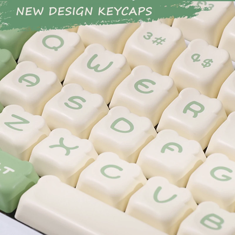 Matcha Bear Unique Double shot PBT Keycaps