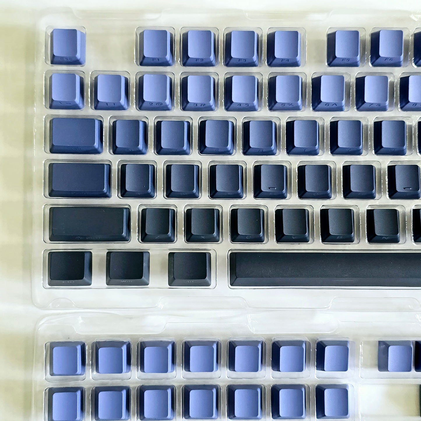 Backlit Black Blue Gradient Side Shinethrough Doubleshot OEM Keycaps