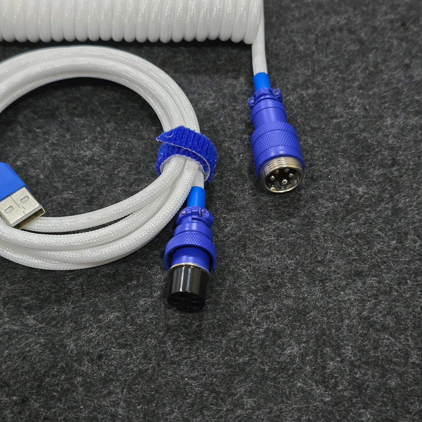 White Blue Gx16 Aviator Connector Premium Mechanical Keyboard 3.5m Cable