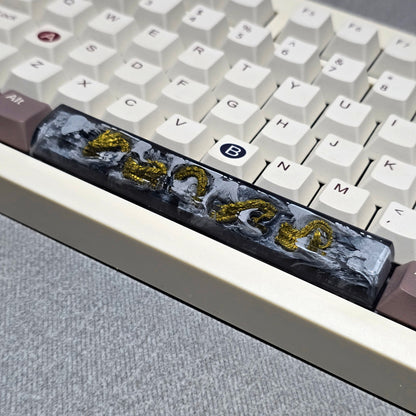 Mythical Golden Dragon Premium Handmade Spacebar Artisan Keycap 6.25u