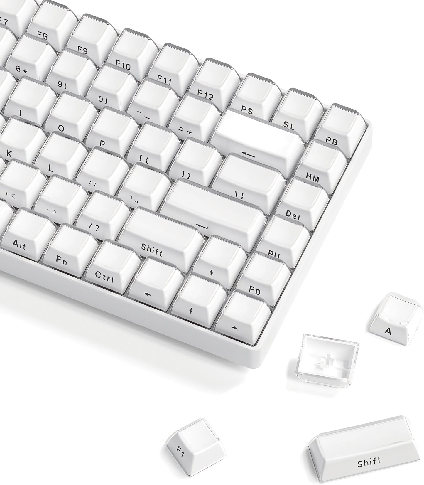 Jello Creamy White Side-Printed Translucent OEM Profile Keycap (113-Key)