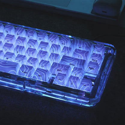 PREMIUM White Topographic Pattern IMD Tech Shinethrough Keycap