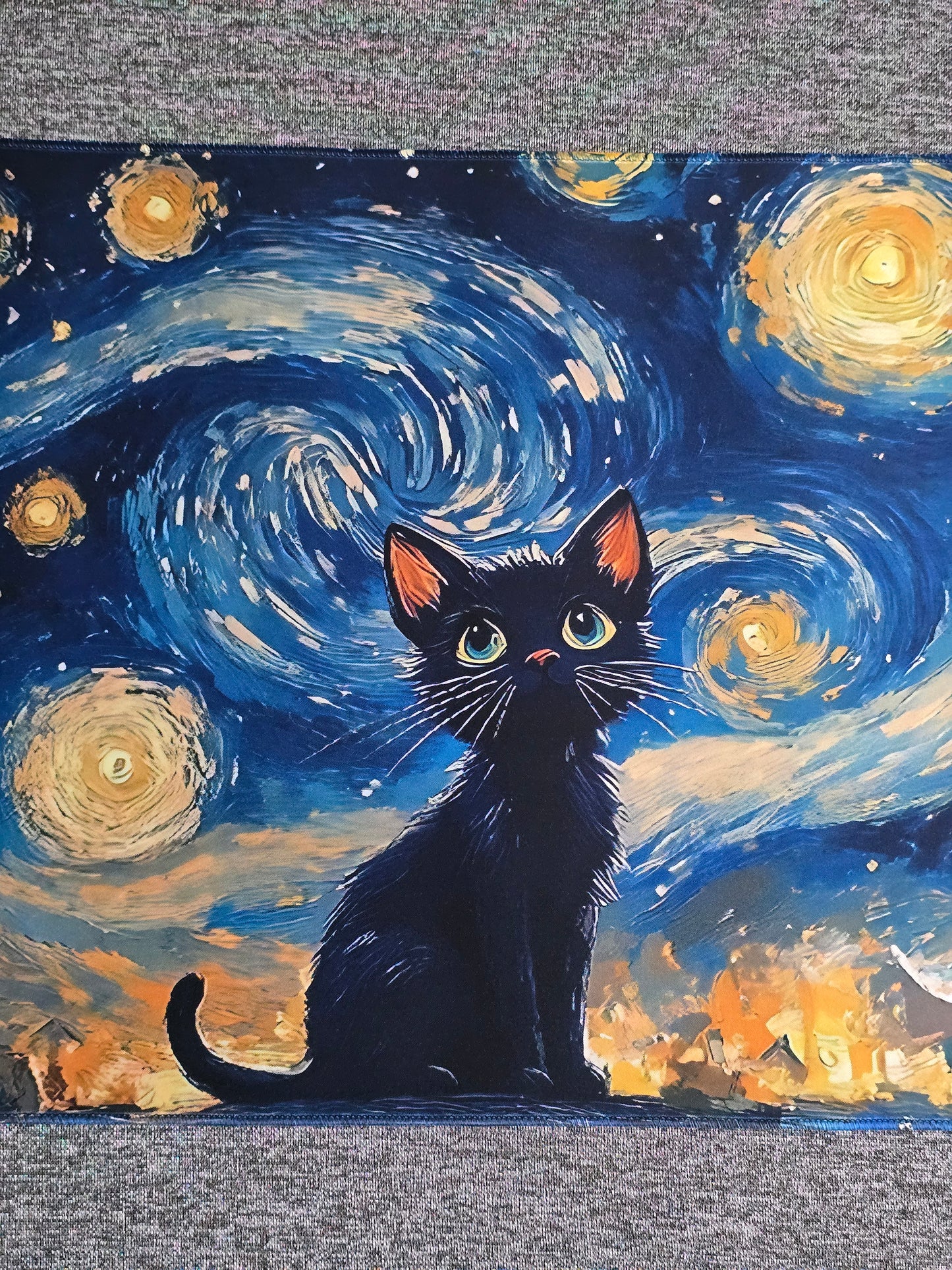 Black Cat Starry Night Smooth XXL Deskmat