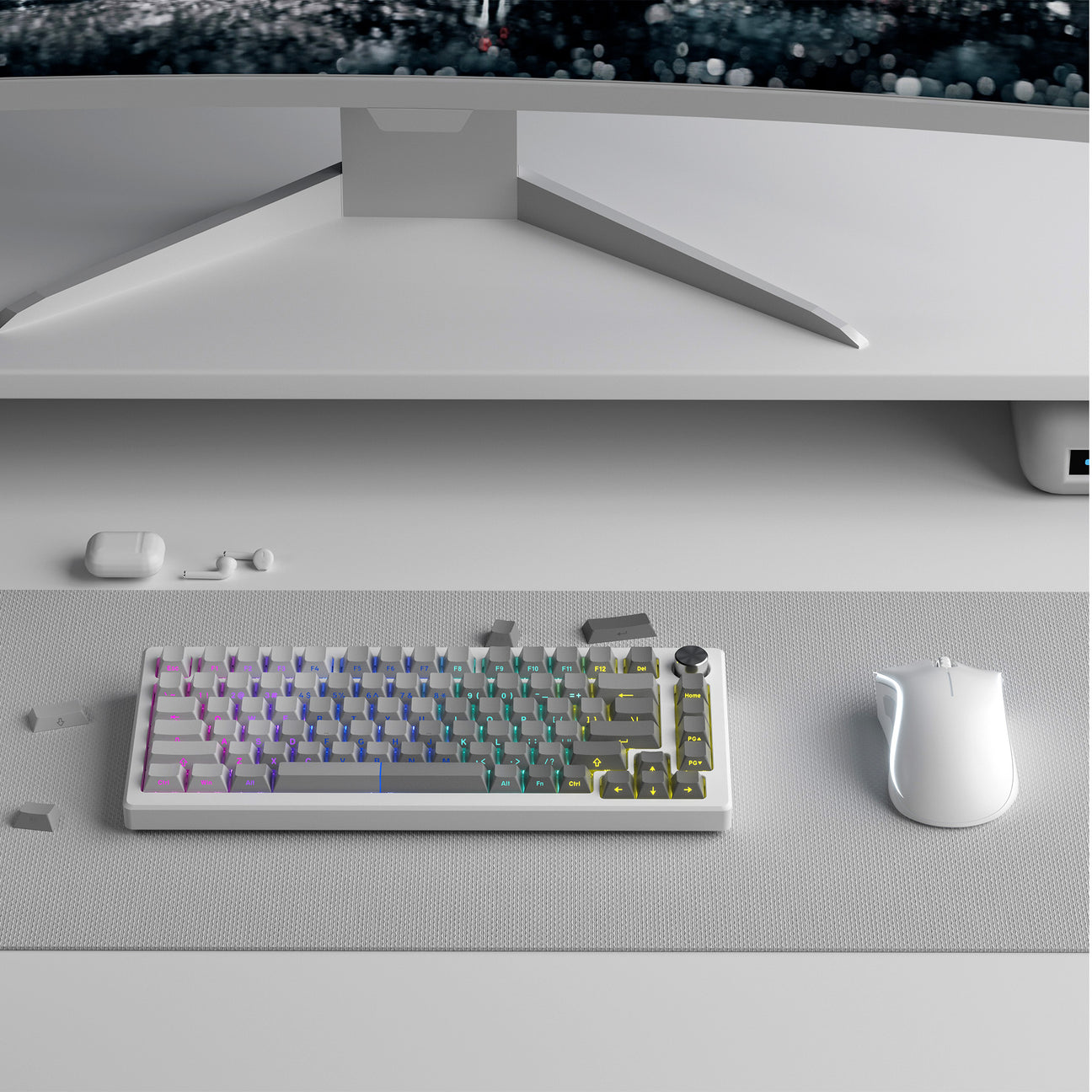 Gray Gradient Side Backlit Cherry Doubleshot Keycaps