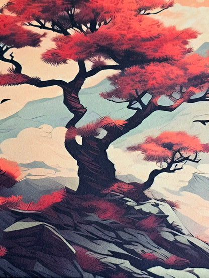 Red Tree In Mountain Premium Hybrid Control Surface XXL Deskmat